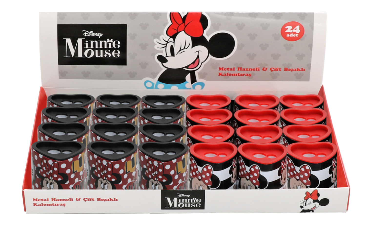 OTTO.40436B MINNIE METAL HAZNELİ ÇİFT BIÇAKLI KALEMTRAŞ ICON 24'LÜ ^ *16