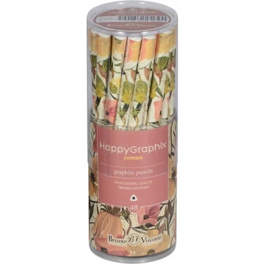 HAPPY GRAPHİX 21-0062-33 JUMBO KURŞUN KALEM 4B 3,5MM ÇİÇEKLER 30LU