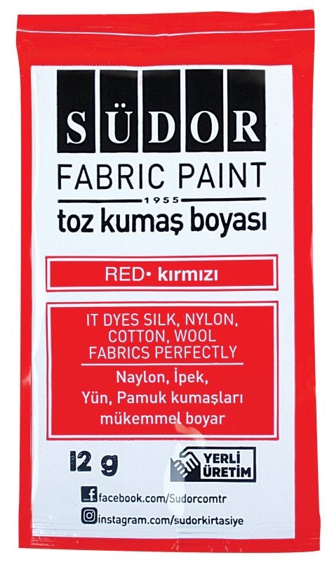 SÜDOR KB03 TOZ KUMAŞ BOYASI 12'Lİ KIRMIZI
