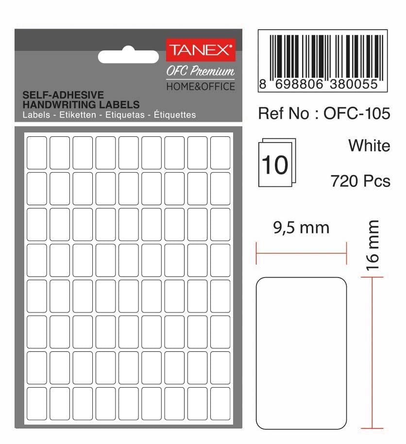 TANEX OFC-105 BEYAZ OFİS ETİKETİ 10'LU *54