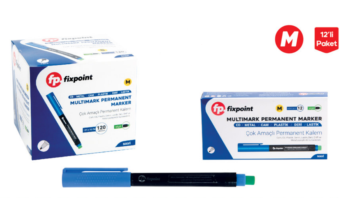 P-0226 FİXPOİNT PERMANENT KALEM M MAVİ 12'Lİ*120