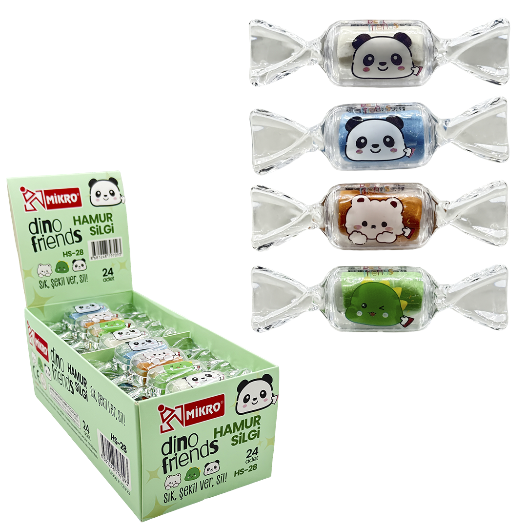 MİKRO HS-28 HAMUR SİLGİ DİNO FRIENDS 24'LÜ