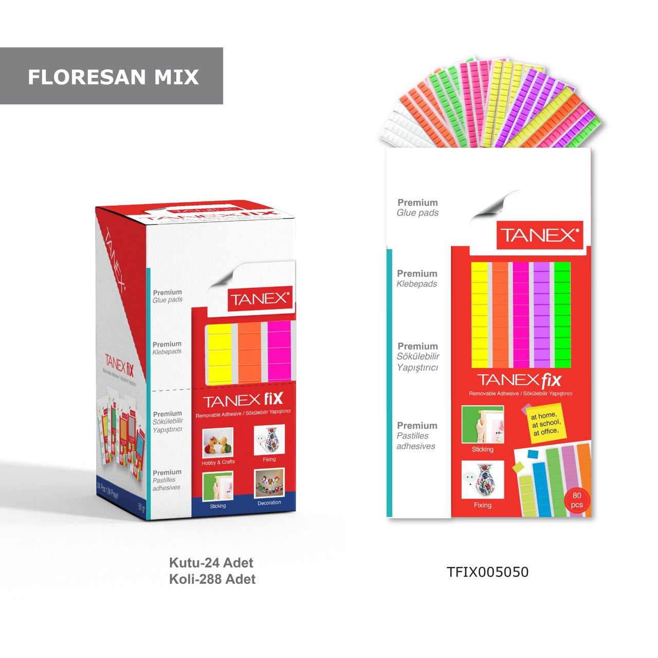 TANEX 5050 FİX YAPIŞTIRICI RENKLİ 24'LÜ *12