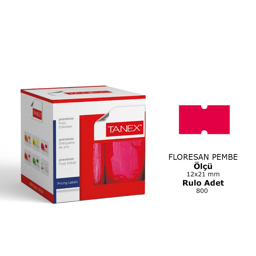 TANEX 5908 ÇİZGİLİ FİYAT ETİKETİ PEMBE 24'LÜ *24