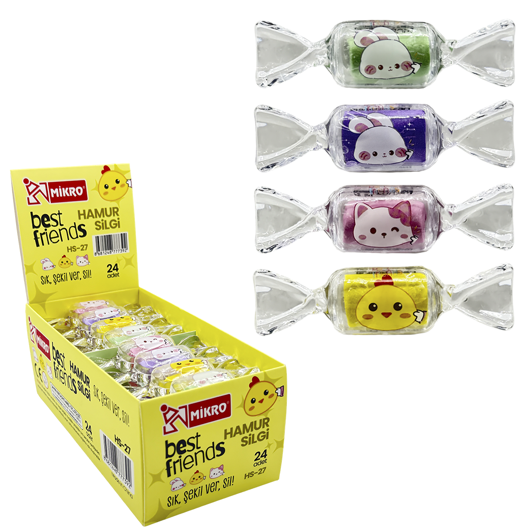 MİKRO HS-27 HAMUR SİLGİ DİNO FRIENDS 24'LÜ*30
