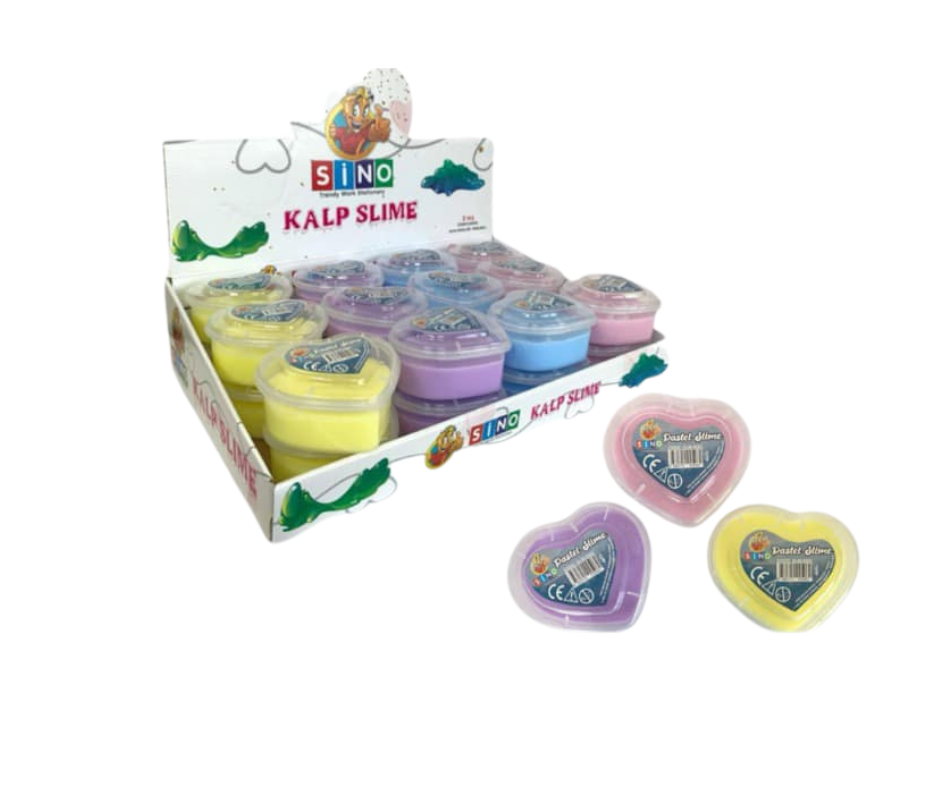 SİNO SLM-0030 PASTEL KALP SLİME 24'LÜ PAKET 140 GR.