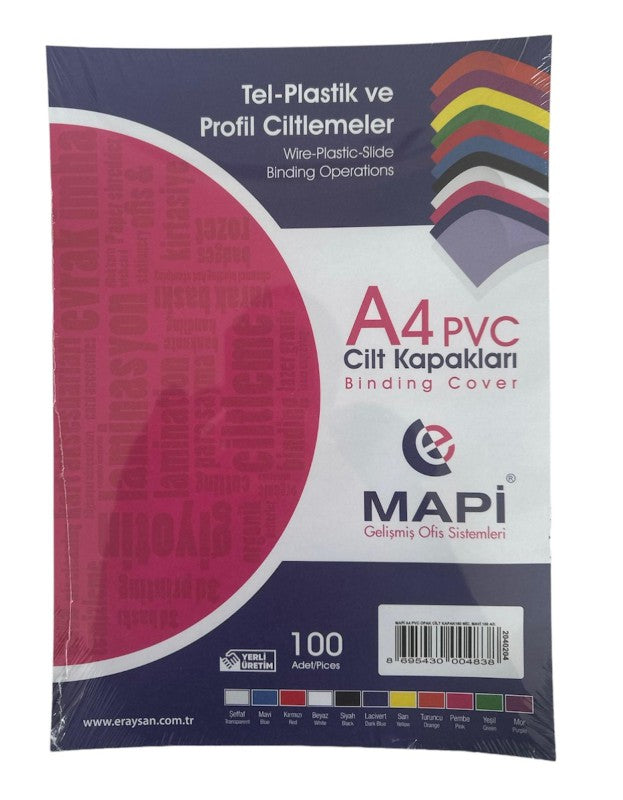 MAPİ-160 PVC CİLT KAPAĞI A4 MAVİ 100'LÜ *20