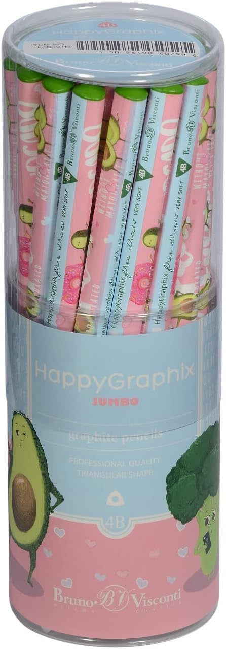 HAPPY GRAPHİX 21-0062-15 JUMBO KURŞUN KALEM 4B 3,5MM AVOKADO 30'LU