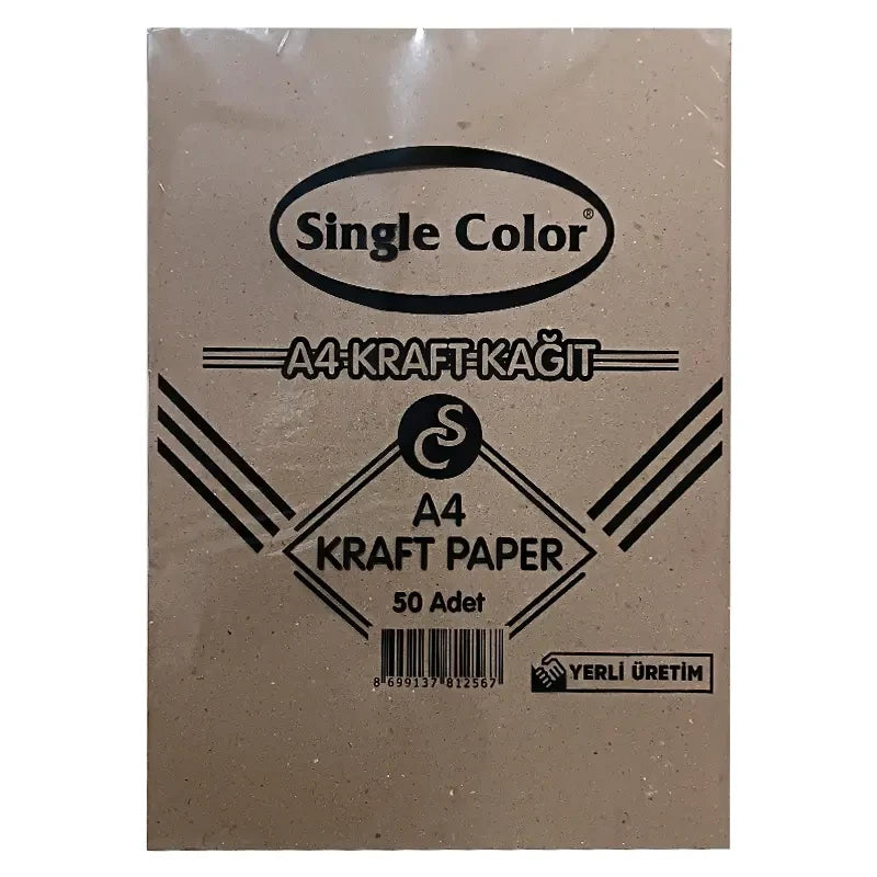 SİNGLE COLOR A4 KRAFT KAĞIDI 50'Lİ *60