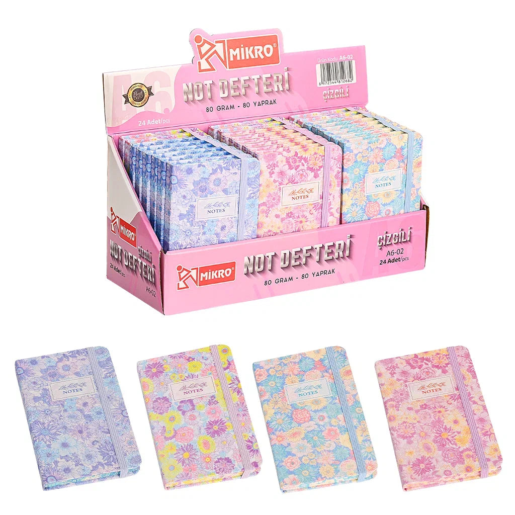 MİKRO A6-02 STANDLI ÇİZGİLİ NOT DEFTERİ 24'LÜ