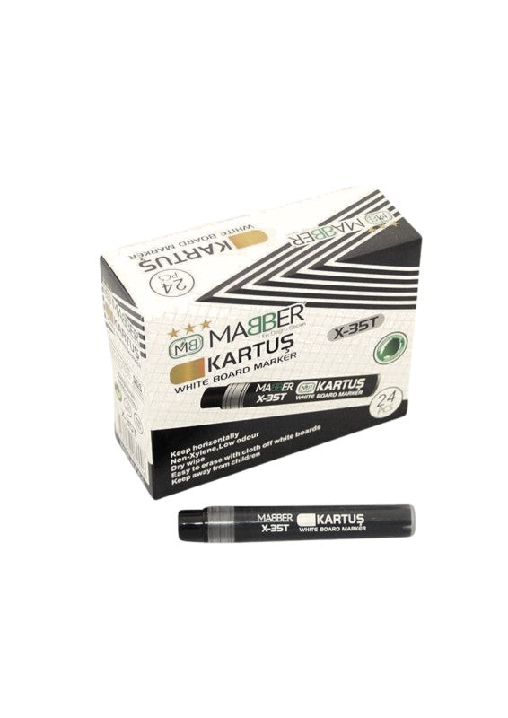 MABER 35-T SİYAH BEYAZ TAHTA KALEM KARTUŞU 24'LÜ