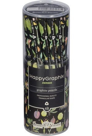 HAPPY GRAPHİX 21-0062-32 JUMBO KURŞUN KALEM 4B 3,5MM BOTANİK 30LU