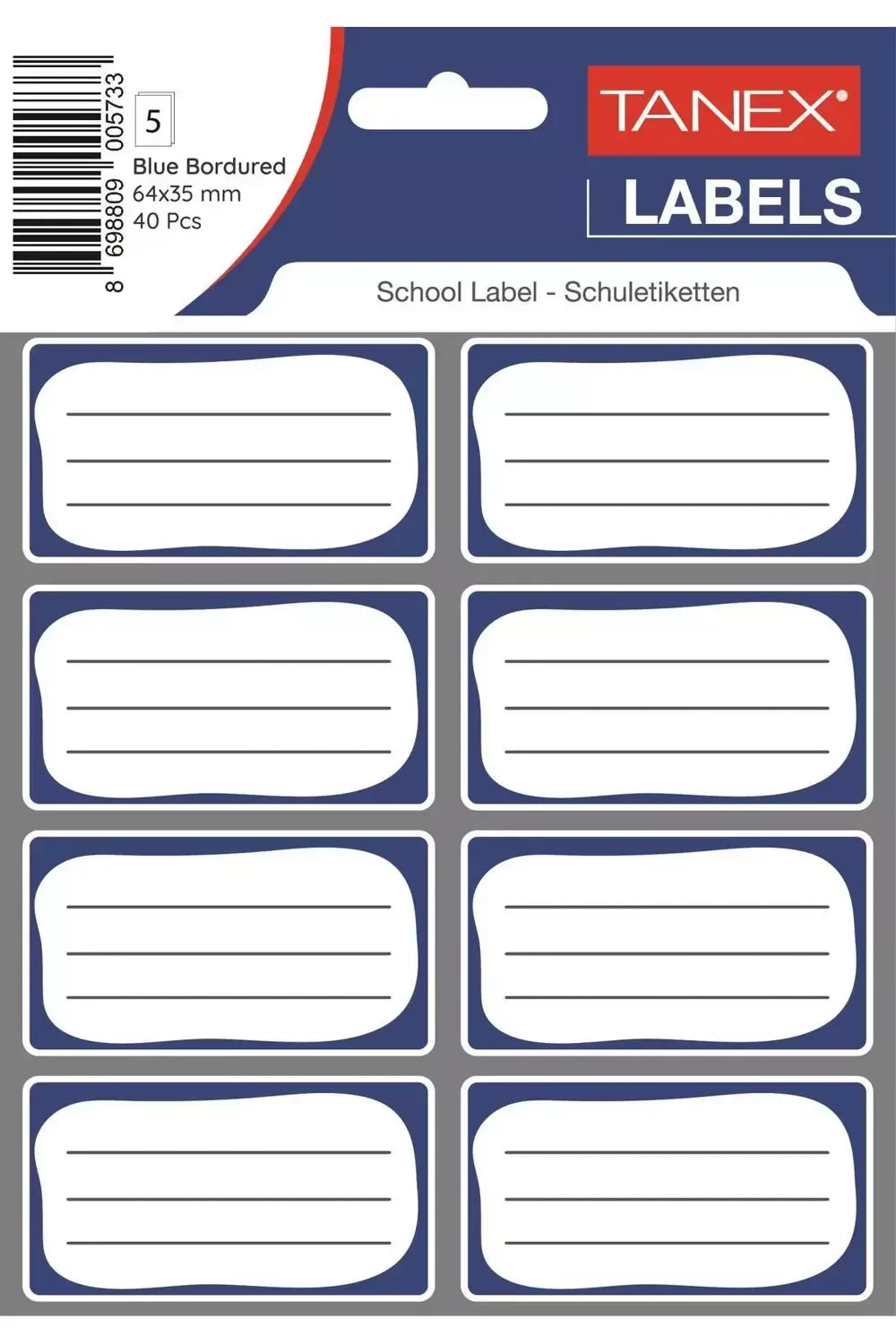 TANEX BRD-7001 BORDÜRLÜ MAVİ ÇİFT SIRA OKUL ETİKETİ 10'LU *50