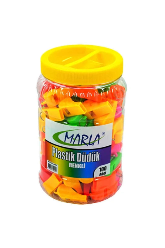 MARLA 600-R PLASTİK DÜDÜK RENKLİ DÜDÜK 100'LÜ *30 >