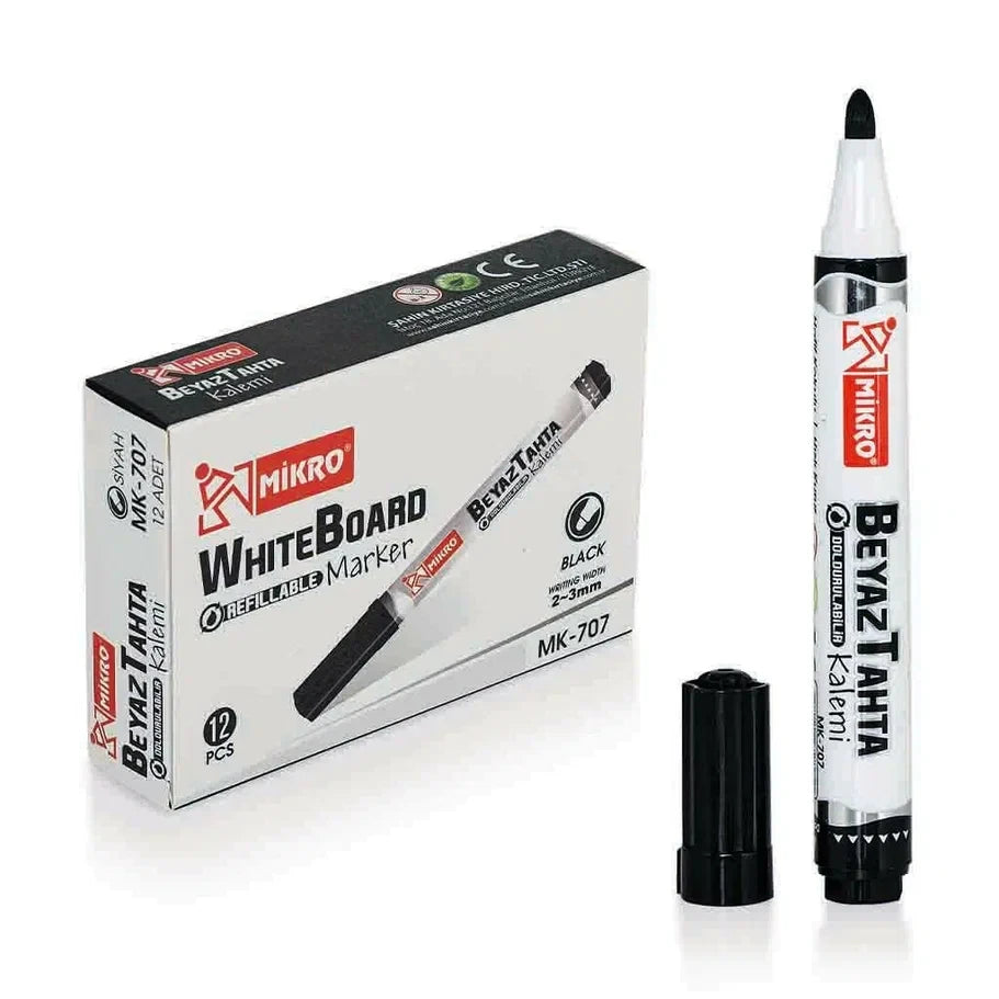 MİKRO MK-707 SİYAH DOLDURULABİLİR TAHTA KALEMİ 12'Lİ *96