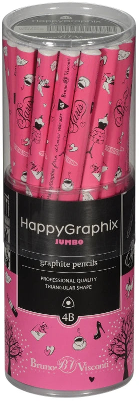 HAPPY GRAPHİX 21-0062-05 JUMBO KURŞUN KALEM 4B 3,5MM ROMANTİK 30LU