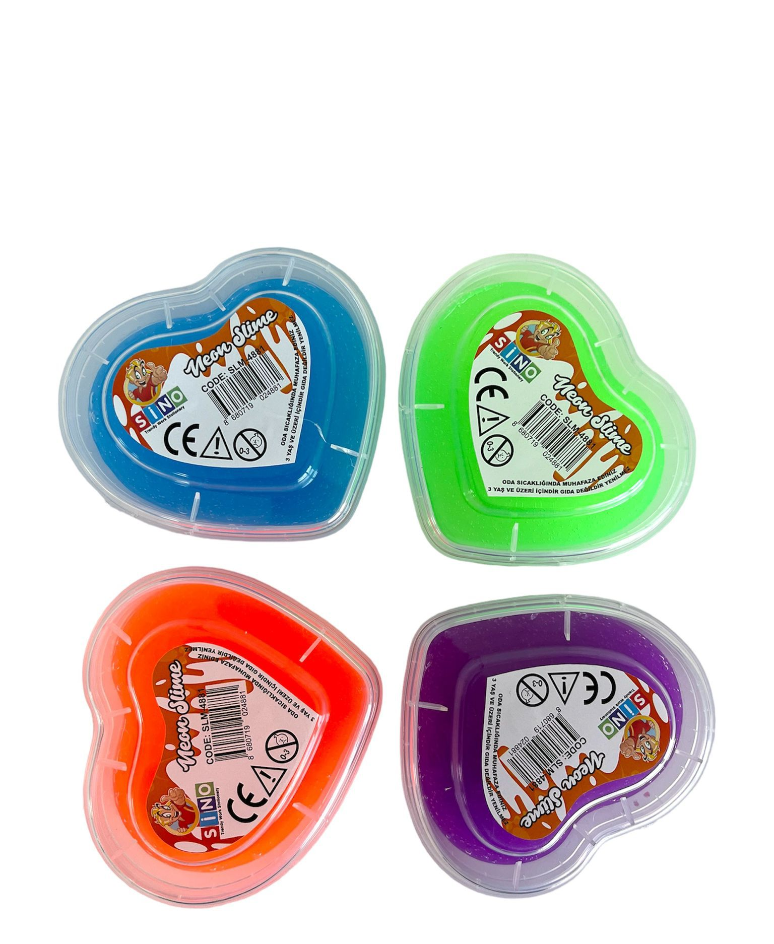 SLM-0029 NEON SİNO KALP SLİME 24'LÜ PAKET 140 GR.