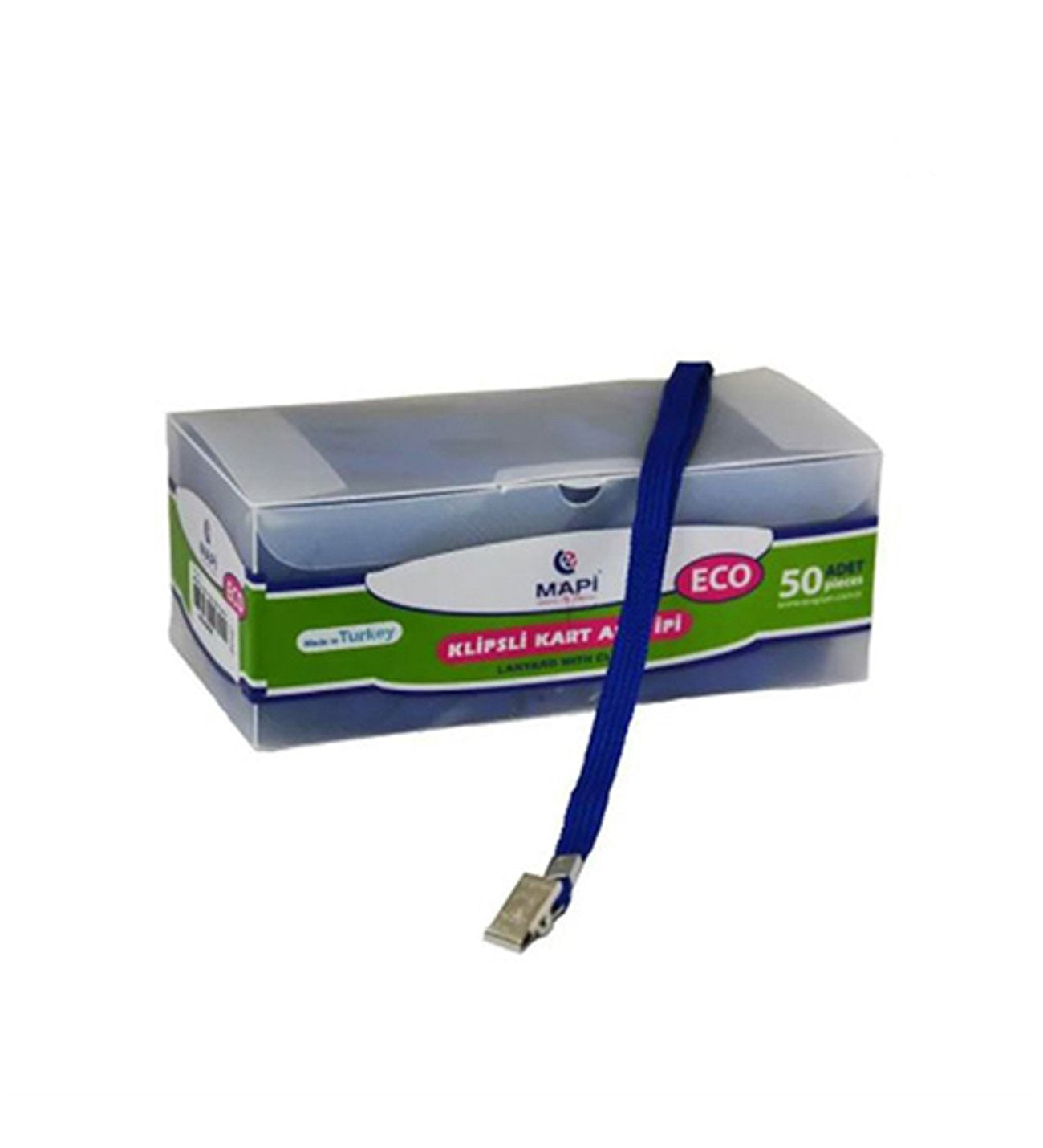 MAPİ LACİVERT KLİPSLİ-POLYESTER DOKUMA YAKA KARTI İPİ 50'Lİ *20